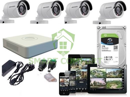 Комплект видеонаблюдения Hikvision - 2МП камеры 4 шт. + жесткий диск