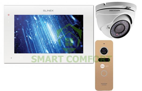 Комплект домофона Slinex SQ-07MT gold + 1МП камера Hikvision
