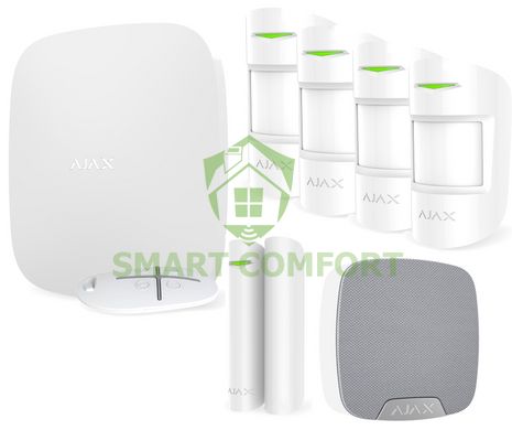 Комплект охоронної сигналізації Ajax StarterKit white (HUB KIT) для трикімнатну квартири