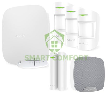 Комплект охоронної сигналізації Ajax StarterKit white (HUB KIT) для двокімнатної квартири
